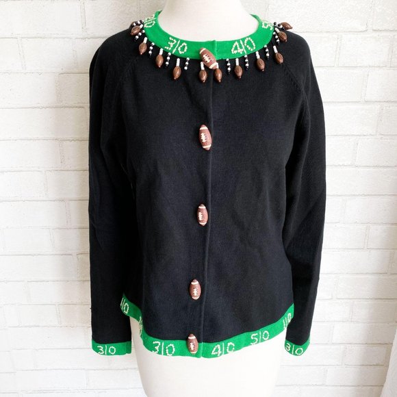 Vintage Black Football Sweater Belle Point Medium - Picture 1 of 5